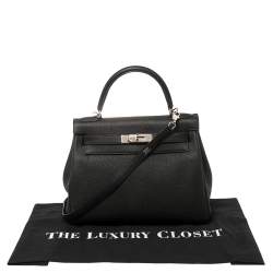 Pre Owned Hermes Black Togo Leather Palladium Hardware Kelly Retourne 28 Bag