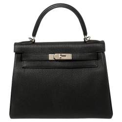 Hermes Kelly 28 Bag Black Retourne Togo Palladium Hardware – Mightychic