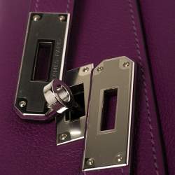 Pre Owned Hermes Anemone Evercolor Leather Palladium Hardware Kelly Retourne 28 Bag