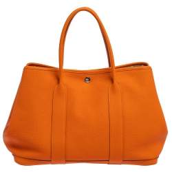 Pre Owned Hermes Orange Negonda Leather Garden Party 36 Bag