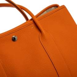 Pre Owned Hermes Orange Negonda Leather Garden Party 36 Bag