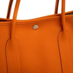 Pre Owned Hermes Orange Negonda Leather Garden Party 36 Bag