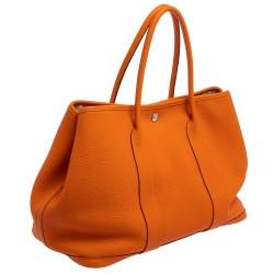Pre Owned Hermes Orange Negonda Leather Garden Party 36 Bag
