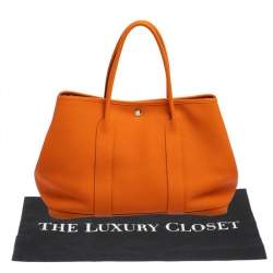 Pre Owned Hermes Orange Negonda Leather Garden Party 36 Bag