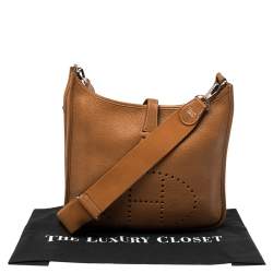 Pre Owned Hermes Gold Togo Leather Evelyne III GM Bag