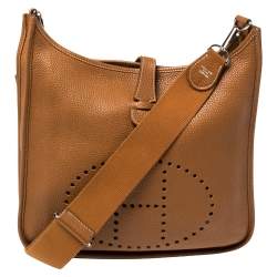 Pre Owned Hermes Gold Togo Leather Evelyne III GM Bag