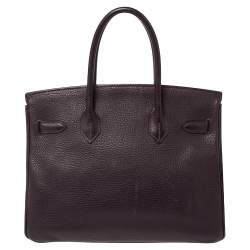 Hermes Raisin Clemence Leather Palladium Hardware Birkin 30 Bag