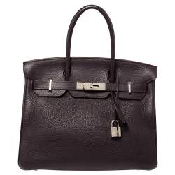 Hermes Raisin Clemence Leather Palladium Hardware Birkin 30 Bag