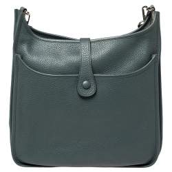 Pre Owned Hermes Bleu Orage Taurillon Clemence Leather Evelyne III GM Bag