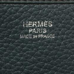 Pre Owned Hermes Bleu Orage Taurillon Clemence Leather Evelyne III GM Bag