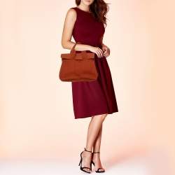 Pre Owned Hermes Orange Canvas and Leather Valparaiso PM Bag