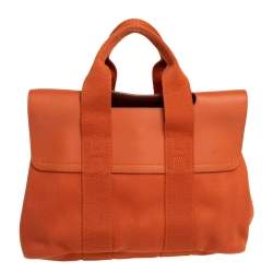 Pre Owned Hermes Orange Canvas and Leather Valparaiso PM Bag