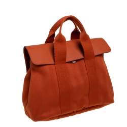 Pre Owned Hermes Orange Canvas and Leather Valparaiso PM Bag