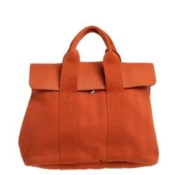 Pre Owned Hermes Orange Canvas and Leather Valparaiso PM Bag
