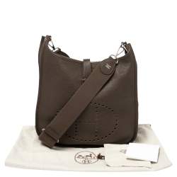 Pre Owned Hermes Cacao Togo Leather Evelyne III GM Bag