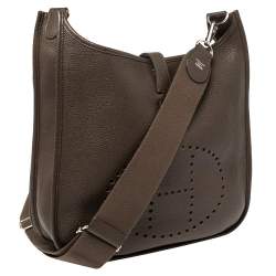 Pre Owned Hermes Cacao Togo Leather Evelyne III GM Bag