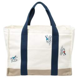 Pre Owned Hermes Bleu Marine Canvas Adada Nappy Bag