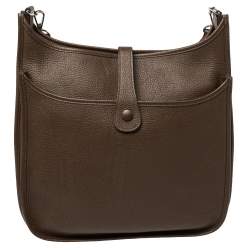 Hermes Cacao Togo Leather Evelyne III GM Bag