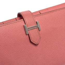 Pre Owned Hermes Rose Confetti Epsom Leather Bearn Classic Wallet
