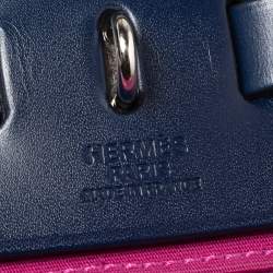 Pre Owned Hermes Magnolia/Bleu Saphir Canvas and Leather Herbag Zip 31 Bag