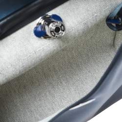 Pre Owned Hermes Black/Blue Sapphire Coated Canvas and Leather Limited Edition Herbag Zip 31 Bag