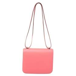 Pre Owned Hermés Rose Azalee Swift Leather Palladium Hardware Constance 18 Bag