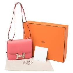 Pre Owned Hermés Rose Azalee Swift Leather Palladium Hardware Constance 18 Bag