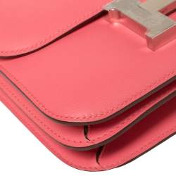 Pre Owned Hermés Rose Azalee Swift Leather Palladium Hardware Constance 18 Bag
