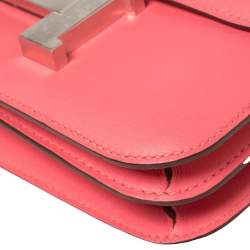 Pre Owned Hermés Rose Azalee Swift Leather Palladium Hardware Constance 18 Bag