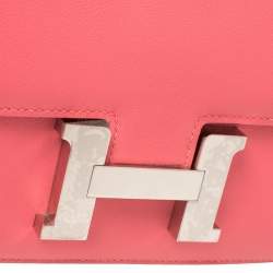 Pre Owned Hermés Rose Azalee Swift Leather Palladium Hardware Constance 18 Bag