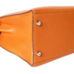 مملوكة مسبقًا Hermes Orange Chevre Leather Sellier Kelly 28 Bag