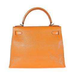 مملوكة مسبقًا Hermes Orange Chevre Leather Sellier Kelly 28 Bag