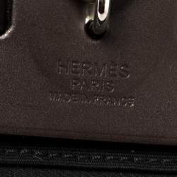 Pre Owned Hermès Black Canvas And Brown Leather Herbag Zip 31 Bag