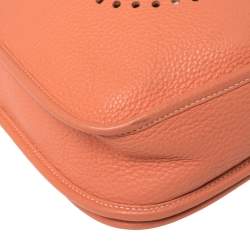 Pre Owned Hermes Rose Tea Taurillon Clemence Leather Evelyne III PM Bag