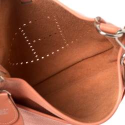 Pre Owned Hermes Rose Tea Taurillon Clemence Leather Evelyne III PM Bag