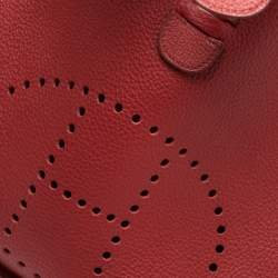 Pre Owned Hermes Rouge Vif Clemence Leather Evelyne III GM Bag