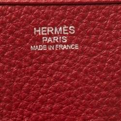 Pre Owned Hermes Rouge Vif Clemence Leather Evelyne III GM Bag