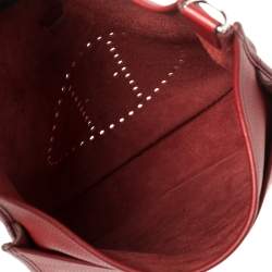Pre Owned Hermes Rouge Vif Clemence Leather Evelyne III GM Bag