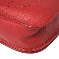 Pre Owned Hermes Rouge Vif Clemence Leather Evelyne III GM Bag