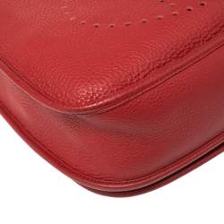 Pre Owned Hermes Rouge Vif Clemence Leather Evelyne III GM Bag
