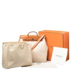 مملوكة مسبقًا Hermes Natural/Toile Canvas and Leather Herbag 2 in 1 39 Bag