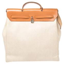 مملوكة مسبقًا Hermes Natural/Toile Canvas and Leather Herbag 2 in 1 39 Bag