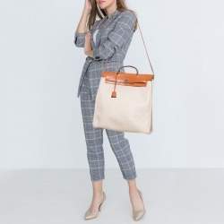 مملوكة مسبقًا Hermes Natural/Toile Canvas and Leather Herbag 2 in 1 39 Bag