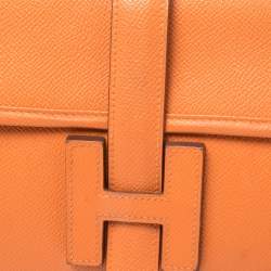 Pre Owned Hermes Orange Epsom Leather Elan Jige 29 Clutch
