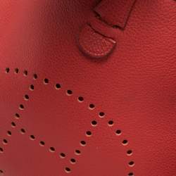 Pre Owned Hermes Rouge Vif Togo Leather Evelyne I PM Bag