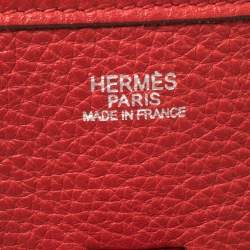 Pre Owned Hermes Rouge Vif Togo Leather Evelyne I PM Bag