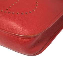 Pre Owned Hermes Rouge Vif Togo Leather Evelyne I PM Bag