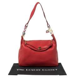 Pre Owned Hermes Rouge Vif Taurillon Clemence Leather Gold Hardware Lindy 34 Bag