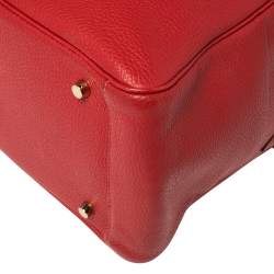 Pre Owned Hermes Rouge Vif Taurillon Clemence Leather Gold Hardware Lindy 34 Bag