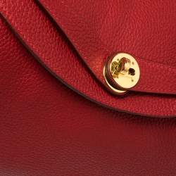 Pre Owned Hermes Rouge Vif Taurillon Clemence Leather Gold Hardware Lindy 34 Bag